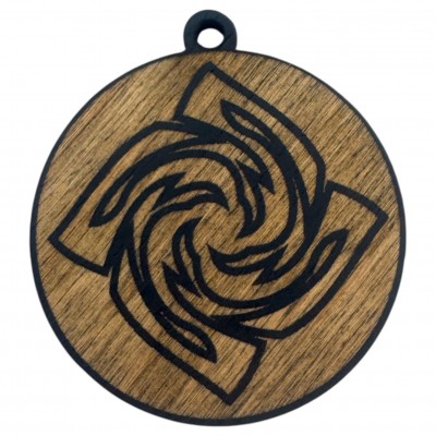 Оберег Знич,темный (d-4,5 см) дерево, покрыт эмалью.