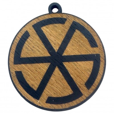 Оберег Громовик,темный (d-4,5 см) дерево, покрыт эмалью.