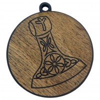 Оберег Секира Перуна,темный(d-4,5 см) дерево, покрыт эмалью Оберег Секира Перуна,темный(d-4,5 см) дерево, покрыт эмалью