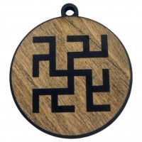 Оберег Одолень Трава,темный (d-4,5 см) дерево, покрыт эмалью.