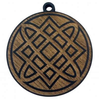 Оберег Звезда Лады,темный (d-4,5 см) дерево, покрыт эмалью.