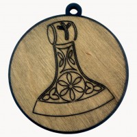 Оберег Секира Перуна,темный (d-9 см) дерево