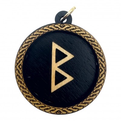 Рунический оберег-подвеска Беркана(d-45мм),дерево.