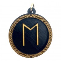 Рунический оберег-подвеска Еваз(d-45мм),дерево.