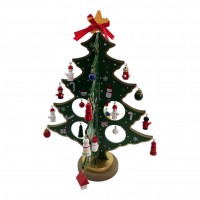 Елка настольная деревянная с подвесными игрушками (29 × 20 × 20 см)