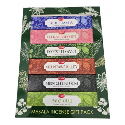 Masala Gift Pack 15 Gms-Heaven Sense Подарочный набор благовоний HEM Масала 6 ароматов + подставка