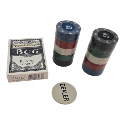 Покерный набор 60 фишек 3,8 см с картами и жетоном дилера