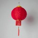 Фонарик китайский шелковый с символом удачи, красный (d-25см)