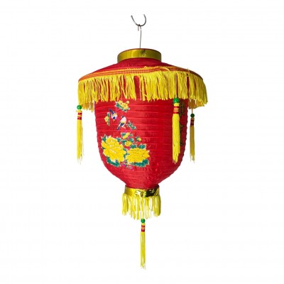 Фонарик китайский шелковый с символом удачи, красный с бахромой (d-30 см) Фонарик китайский шелковый с символом удачи, красный с бахромой (d-30 см)
