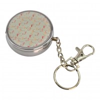 Пепельница-брелок карманная с рисунком металл Фламинго  (d-5 h-1.7 см)