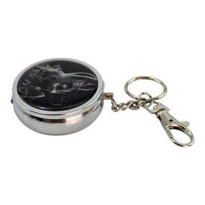 Пепельница-брелок карманная с рисунком металл Дым  (d-5 h-1.7 см)