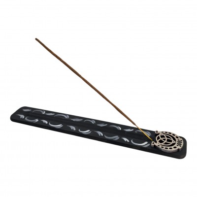 Подставка под благовония Черная с подковой-триединство (26 х4 х 0,7 см), расписано вручную