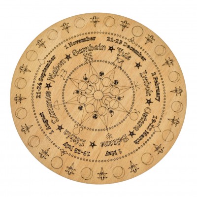 Таблица для работы с маятником Колесо года на английском языке, темная (18×18×0,4 см)