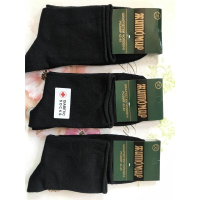 Носки Житомир ликра хлопок мужские диабет ( без резинки ) в чёрном цвете Украина