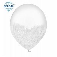 Воздушный шарик Brush shine белый, с глитером 12" 