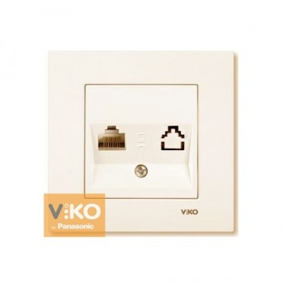 Розетка компьютерная 1-ая RJ-45 крем ViKO Karre
