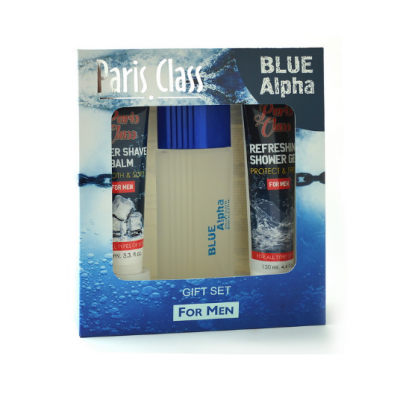Набор Paris Class Blue Alpha (Туал вода 100 мл + Гель для душа 130 мл + Бальзам после бритья 100 мл)