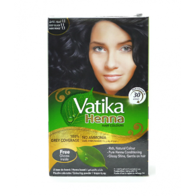 Краска для волос на основе хны Натуральный черный Vatika (Natural black) 6*10г