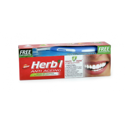 Зубная паста Антивозрастная  Dabur Herb’l 150 г + зубная щетка