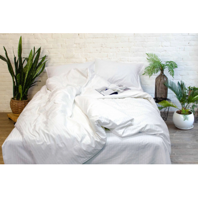 Комплект постельного белья Евро ранфорс VILUTA Satin Stripe White