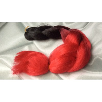 Канекалон омбре, чёрный с светло красным