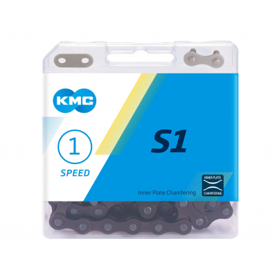 Цепь велосипедная KMC S1 на 1 скорость Z410 с замком в боксе