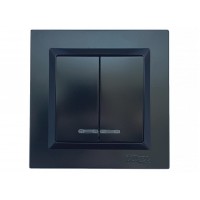 Выключатель двойной с подсветкой Luxel JAZZ (9106) Черный