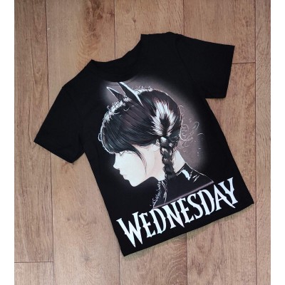 Футболка фуликра "Wednesday" Рисунок светится в темноте Разм 30-44