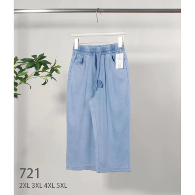 Бриджи женские джинс лен, р.2XL,3XL,4XL,5XL, 721 