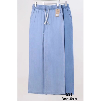 Жіночі літні штани. Розміри 3xl, 4xl, 5xl, 6xl (48-56). В упаковці 6 од різного кольору. Матеріал літній джинс. 102699