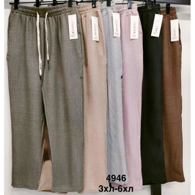  Жіночі літні штани. Розміри 3xl, 4xl, 5xl, 6xl (48-54). В упаковці 4 од одного кольору. Матеріал м'який льон. 102690