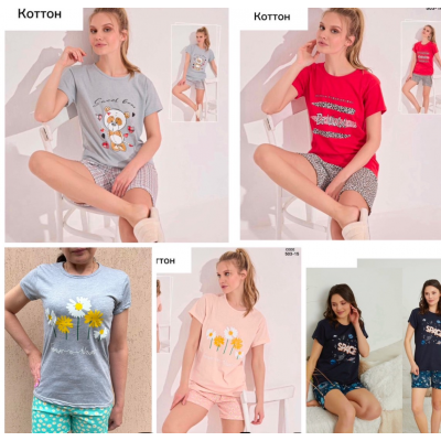 Пижама женская трикотаж (хлопок), размеры S- XL (46-52), Турция