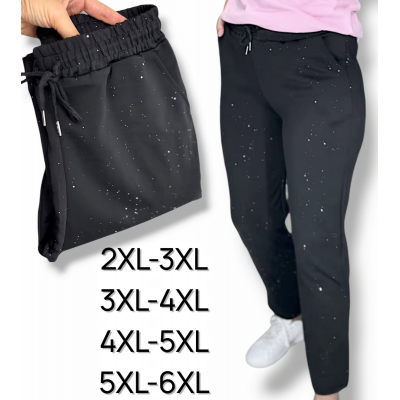 Брюки жіночі спортивні  демісезонні з блискавками. Фірми Kenalin. Тканина мікродайвінг. Колір чорний. Розміри: 2XL-6XL.