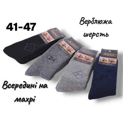 Шкарпетки чоловічі теплі, з верблюжої шерсті, всередині на махрі. Фірми Алія. Розмір 41-47 Шкарпетки чоловічі теплі, з верблюжої шерсті, всередині на махрі. Фірми Алія. Розмір 41-47