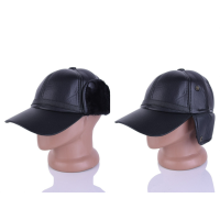 Кепка чоловіча тепла. Кож.зам На флісі з вушками. Розмір 56-59