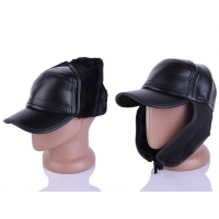 Кепка чоловіча тепла. Кож.зам На флісі з вушками. Розмір 56-59