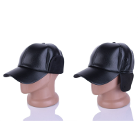 Кепка чоловіча тепла. Кож.зам На флісі з вушками. Розмір 56-59