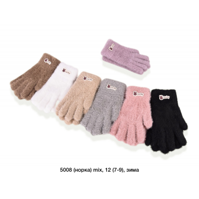Рукавички дитячі Одинарні, Норка, 5008. Розмір 7-9 Рукавички дитячі Одинарні, Норка, 5008. Розмір 7-9