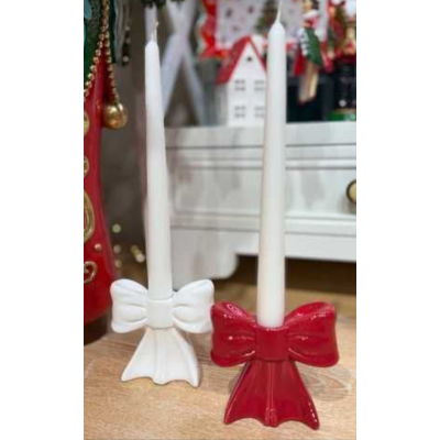 Керамические подсвечники в форме банта(белый и красный)