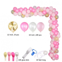 Арка гирлянда из воздушных шаров "Малиновый, розовый и белый"