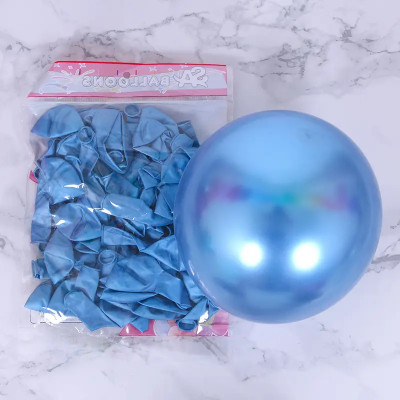 Шарики воздушные хром синий 10" (Китай), 50 штук