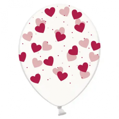 Воздушные шары "Фуксия сердечки на прозрачном", 25 шт/уп ТМ Sharoff
