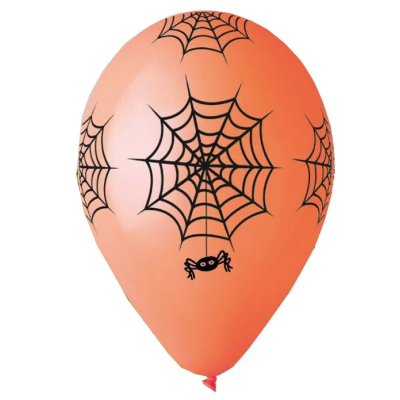 Воздушные шары неон Паутина с пауком 12" (30 см), В упаковке 100 шт