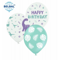 Воздушные шарики "Happy Birthday dino" 12" (30 см) ТМ Sharoff, В упаковке  25 штук