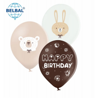 Воздушные шары Happy birthday, мишка и зайка (25 шт/уп) ТМ Sharoff 