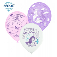 Воздушные шары Happy Birthday русалочка, 25 шт/уп ТМ Sharoff  Воздушные шары Happy Birthday русалочка, 25 шт/уп ТМ Sharoff