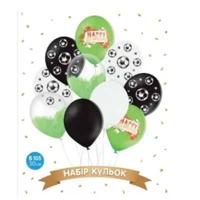 Набор шаров "Happy Birthday футбол", 10 шт ТМ Sharoff