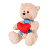 Мягкая игрушка Медвежонок с сердцем бежевый, 20 см 