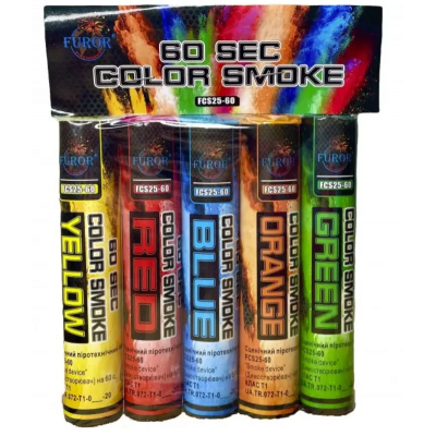 Цветной дым для фотосессии FUROR 60 сек (5 шт/уп) mix1 Цветной дым для фотосессии FUROR 60 сек (5 шт/уп) mix1