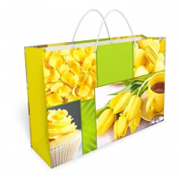 Пакет для подарка большой горизонтальный "Желтый стиль" 36х22 см 